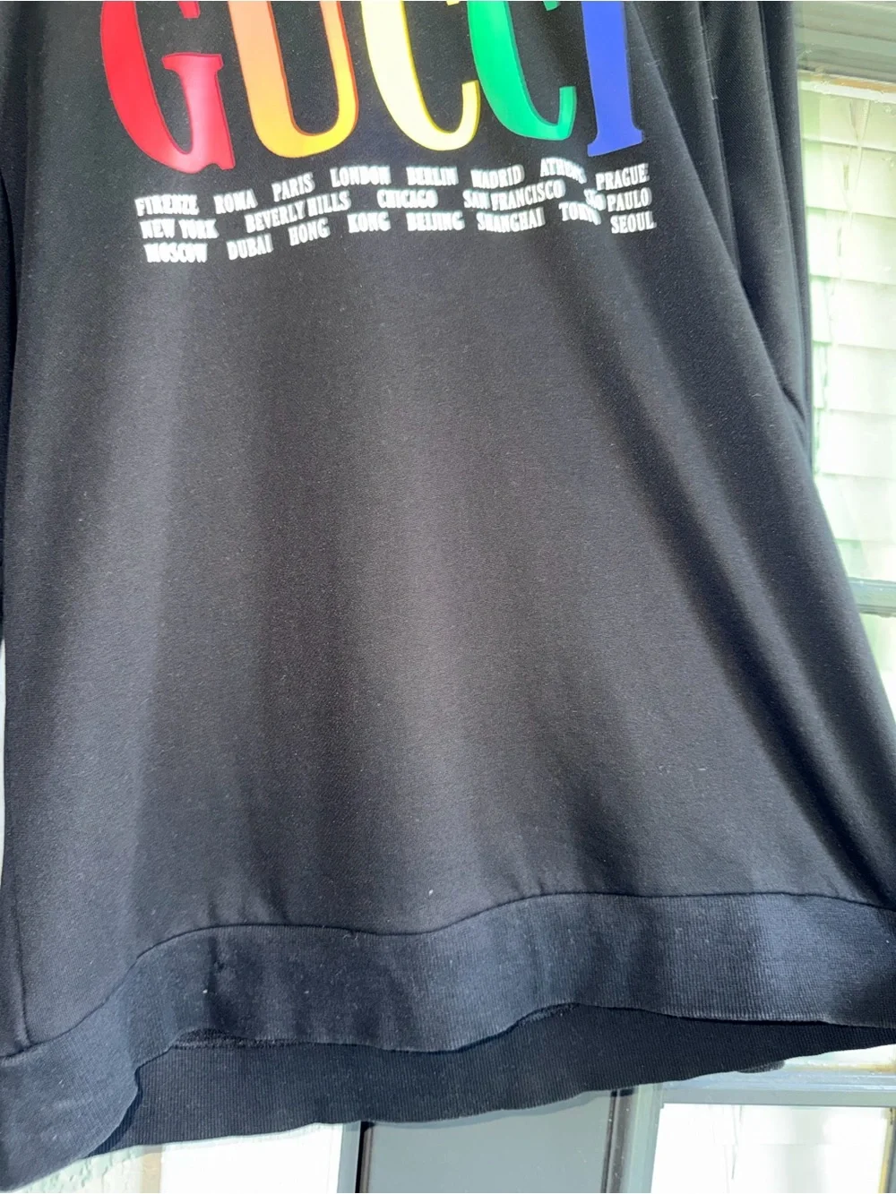 Gucci Cities Logo Multicolor Black Hoodie Size 3XL